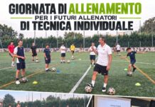 Collage della giornata di formazione a ISS Torino con momenti in aula e allenamento di tecnica individuale sul campo.