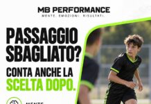 Passaggio sbagliato nel calcio: osserva la scelta successiva Visual MB Performance con giovane calciatore in movimento e invito a osservare la risposta dopo un passaggio sbagliato.